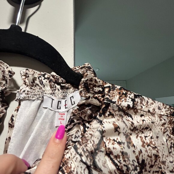 TCEC Snake Print Smocked Waist Mini Dress Size Large - Picture 5 of 12